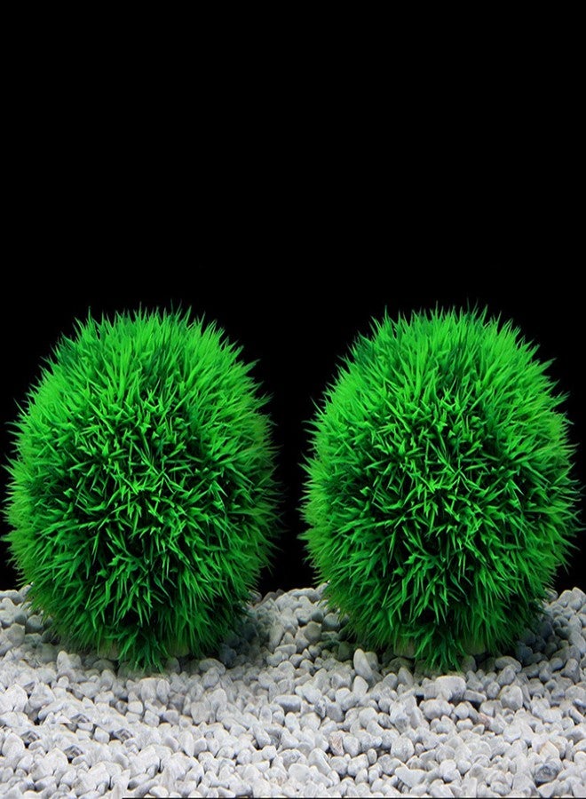 Besimple 4 Pack Aquarium Plastic Plants Grass Ball, Artificial Marimo Balls Green Water Plants Fish Tank Decorations - Image 3